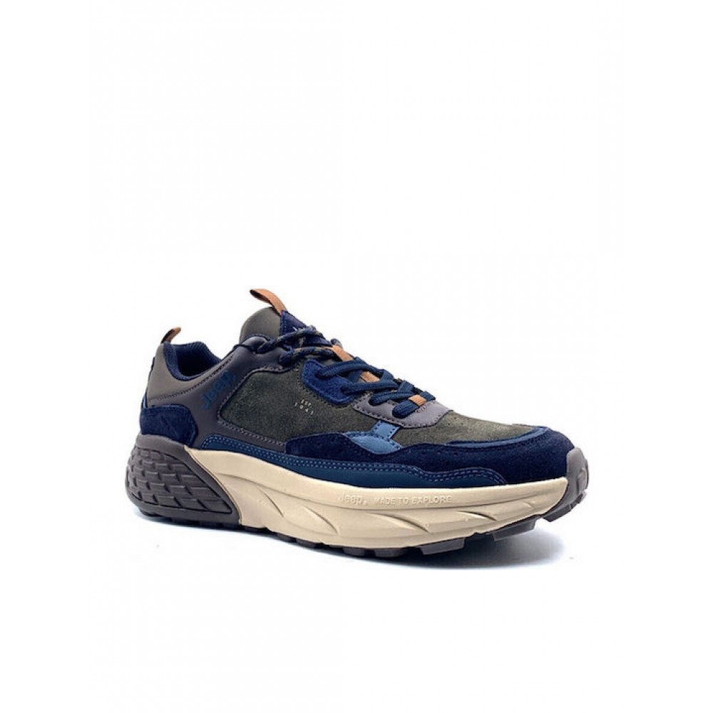 JEEP FOOTWEAR ΑΝΔΡΙΚΑ SNEAKERS JM52070A-280 ΜΠΛΕ/ΧΑΚΙ