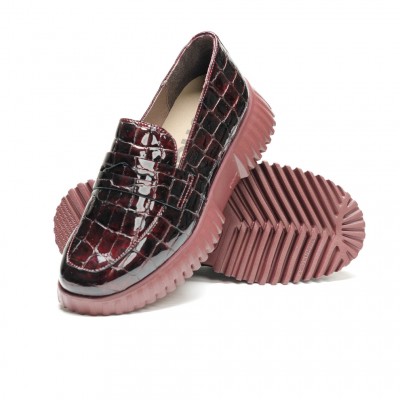 WONDERS ΓΥΝΑΙΚΕΙΑ ΜΟΚΑΣΙΝΙΑ ΜΠΟΡΝΤΩ A-4402 FLEXFLY VINO CROCO