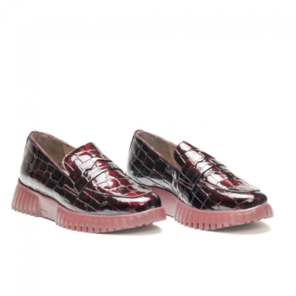 WONDERS ΓΥΝΑΙΚΕΙΑ ΜΟΚΑΣΙΝΙΑ ΜΠΟΡΝΤΩ A-4402 FLEXFLY VINO CROCO