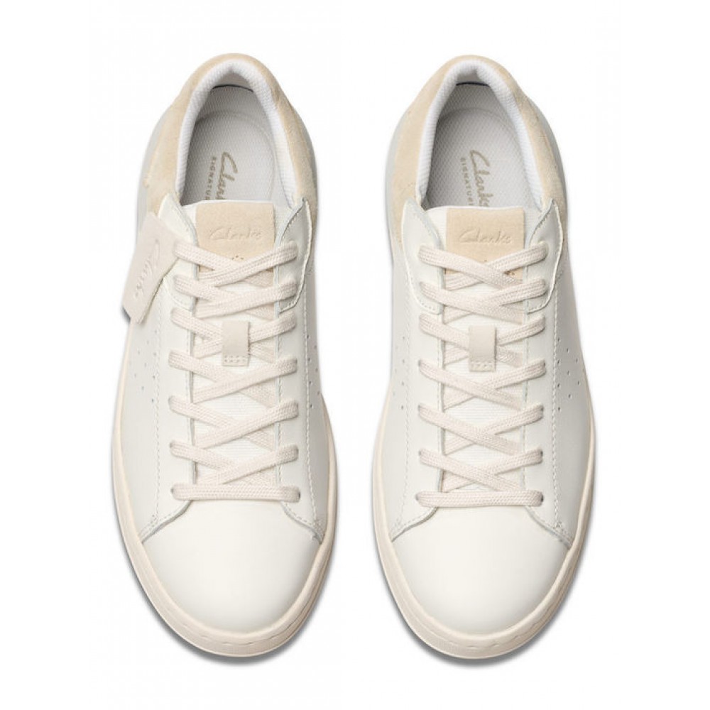 CLARKS ΑΝΔΡΙΚΑ SNEAKERS COURTLITE2 RUN WHITE LEATHER 26181325