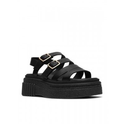 CLARKS ΓΥΝΑΙΚΕΙΑ EVAMAR STRAP LEATHER FLATFORM ΜΑΥΡΑ 26185888