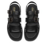 CLARKS ΓΥΝΑΙΚΕΙΑ EVAMAR STRAP LEATHER FLATFORM ΜΑΥΡΑ 26185888
