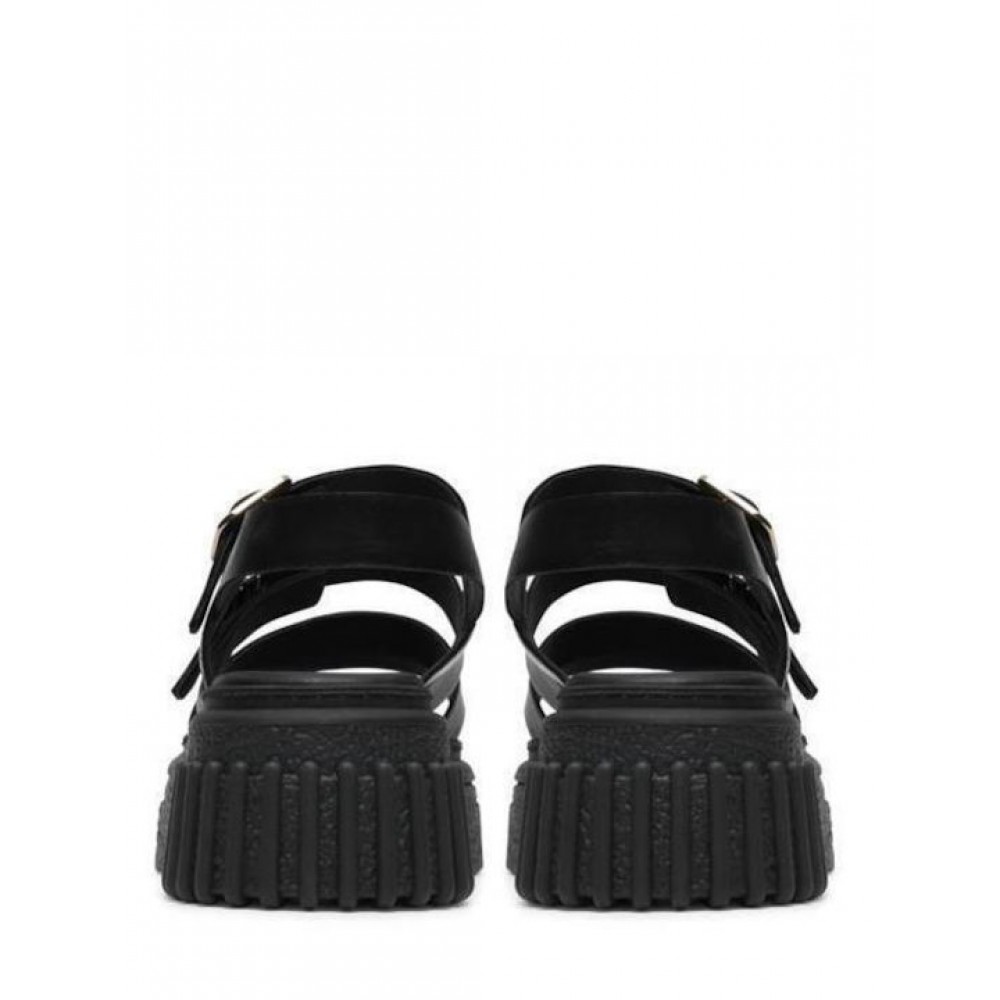 CLARKS ΓΥΝΑΙΚΕΙΑ EVAMAR STRAP LEATHER FLATFORM ΜΑΥΡΑ 26185888